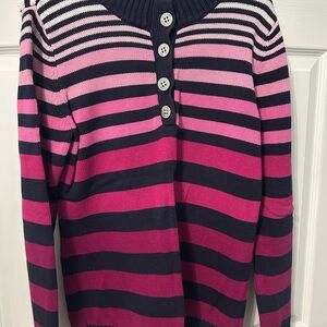 Liz Claiborne Navy and Pink Striped Sweater